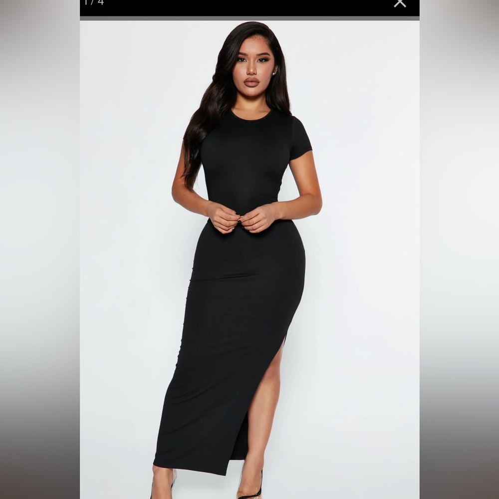 Fashionova black slit dress